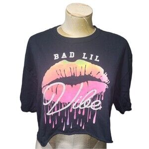 Fashion Nova Bad Little Vibe Crop Top Black Tshirt